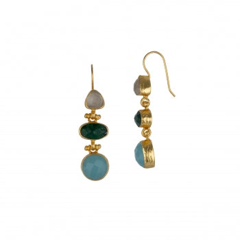 Matthias Dorbath, Aqua, Chalcedony, & Emerald Earrings