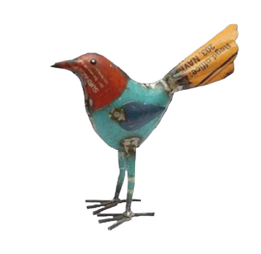 Reclaimed Metal Yellow Tail Bird