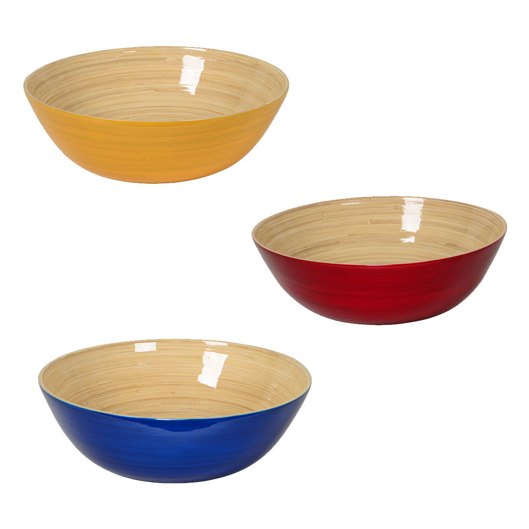 Lacquered Bamboo Bowls, 11.7" D x 3.9" H