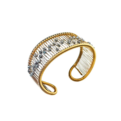 Tana Acton, Gold Cuff with Kinetic Labradorite Beads