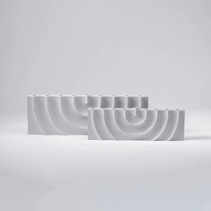 Concrete Ripple Menorahs