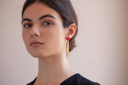 Joan Miró, Gold and Red Enamel Earrings