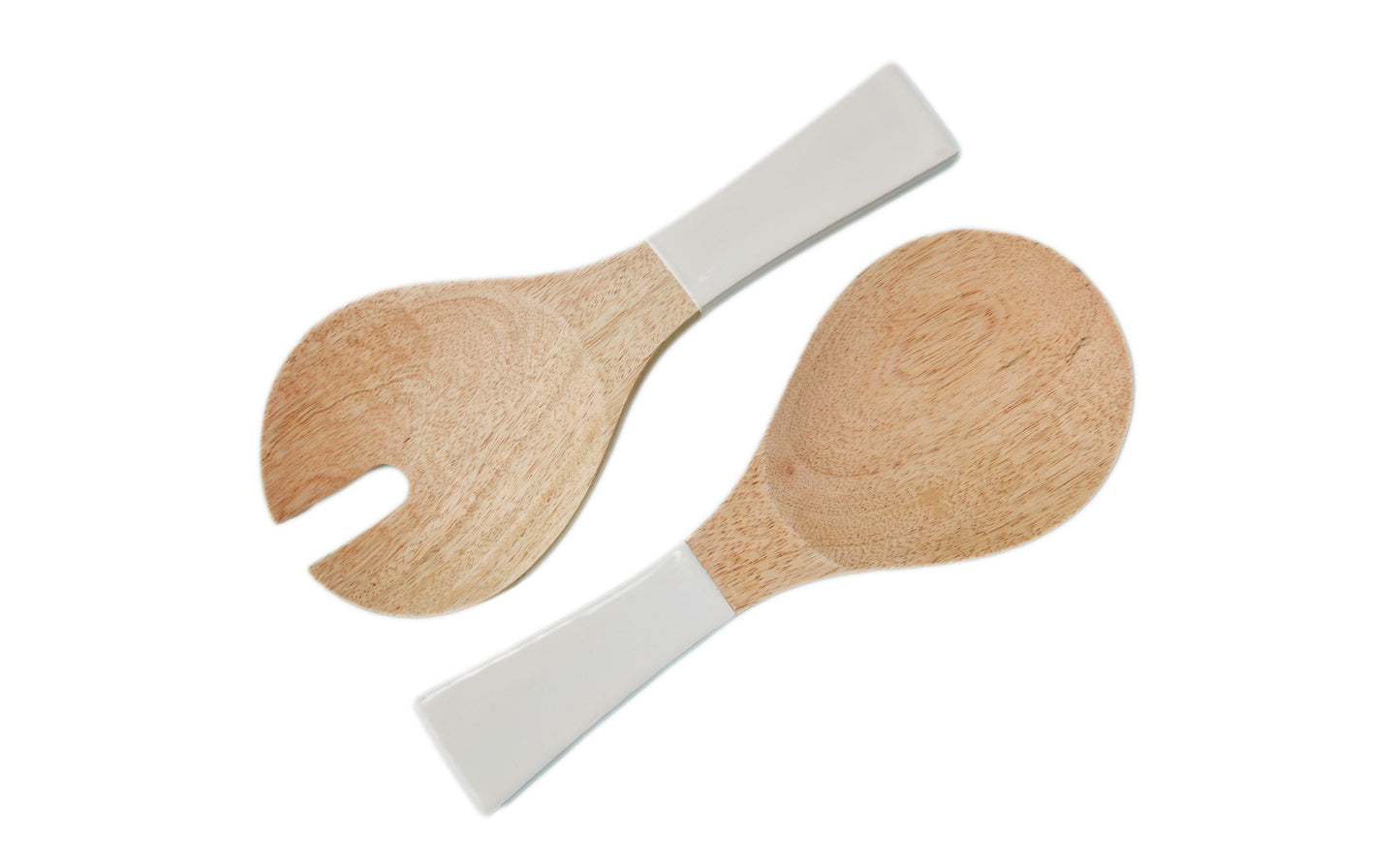 Mango Wood & White Enamel Serving Set