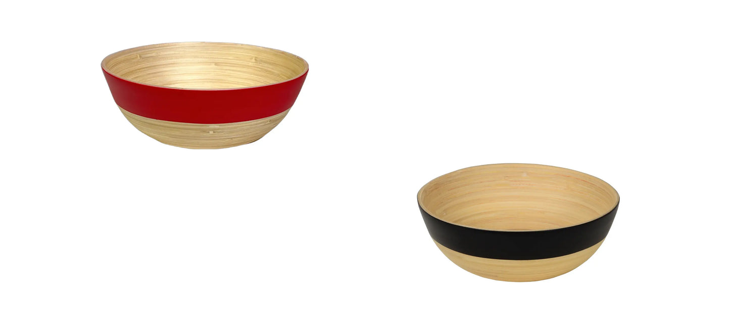 Matte Two-Tone Bamboo Bowls, 7" D x 3" H