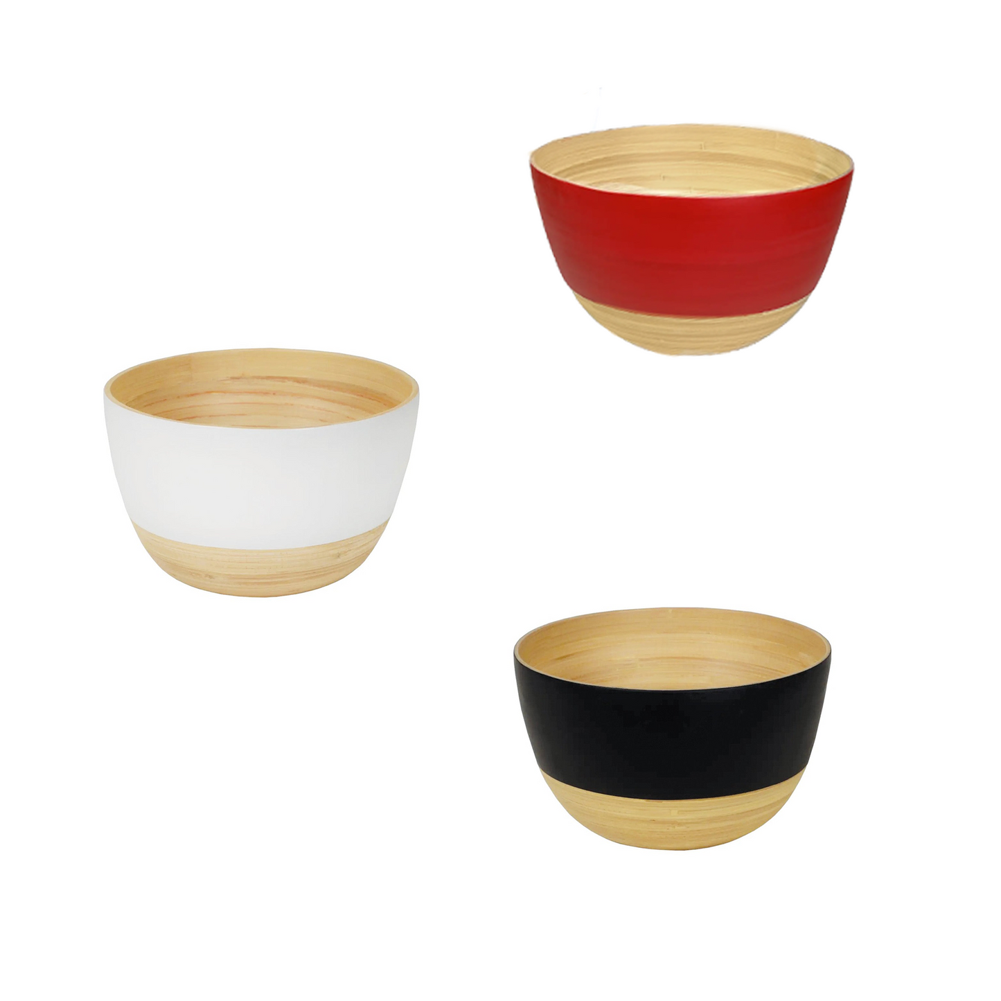 Matte Two-Tone Bamboo Bowls, 8.6" D x 5.5" H