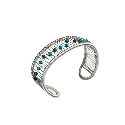 Tana Acton, Silver Cuff with Kinetic Chrysocolla Beads