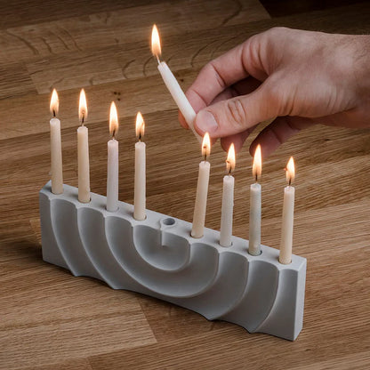 Concrete Ripple Menorahs