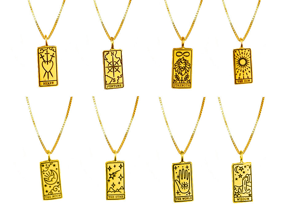 Elsa Guzman, 18K Gold Vermeil Tarot Card Necklaces