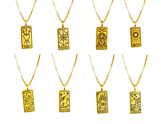 Elsa Guzman, 18K Gold Vermeil Tarot Card Necklaces