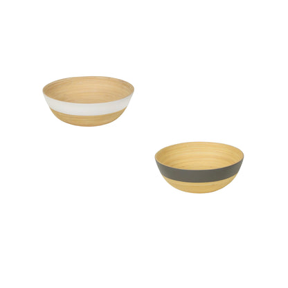 Matte Two-Tone Bamboo Bowls, 7" D x 3" H