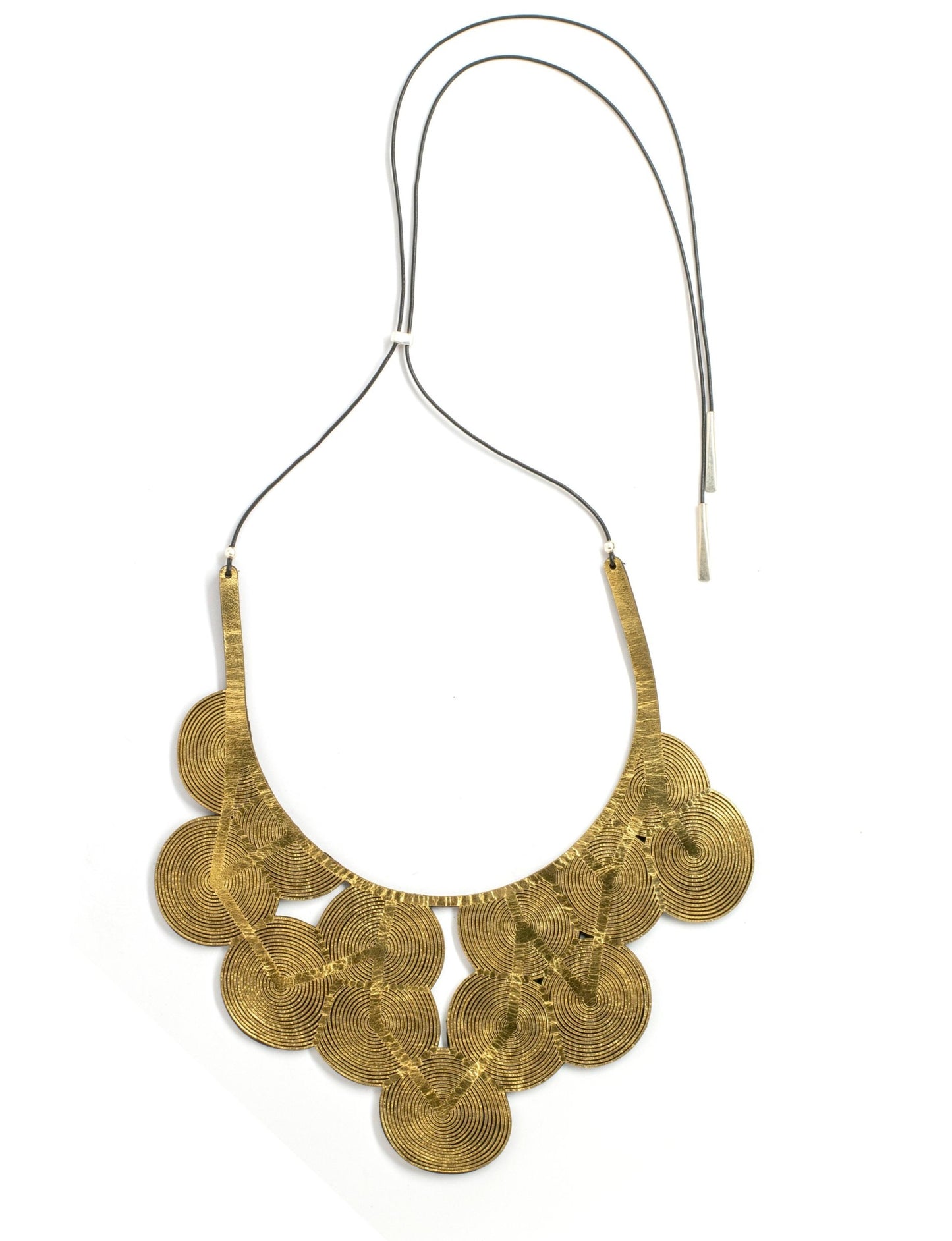 Karole Mazeika, Leather Whorl Bib Necklace